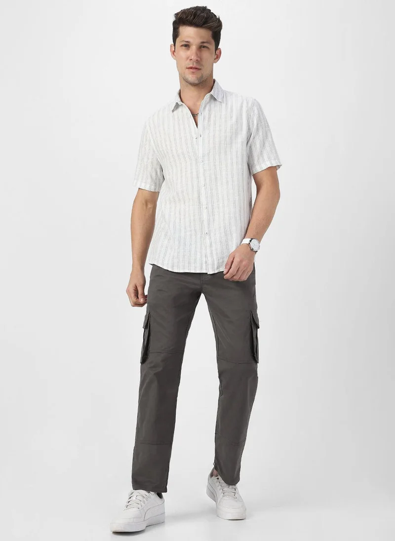 Urbano Fashion  Urbano Fashion Men's Dark Grey Regular Fit Solid Cargo Chino Pant with 6 Pockets for Men | Best Price UAE